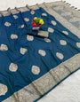 Super classy Rama Pure Zari Weaving Banarasi Silk Saree With Girlish Blouse Piece