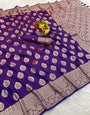 Beleaguer Purple Pure Zari Weaving Banarasi Silk Saree With Sonorous Blouse Piece
