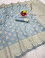 Artistic Grey Soft Silk Saree With Radiant Blouse Piece