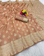 Most Stunning Light Brown Soft Silk Saree With Pleasurable Blouse Piece