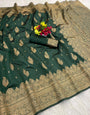 Chatoyant Dark Green Soft Silk Saree With Most Flattering Blouse Piece