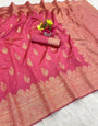 Artistic Dark Pink Soft Silk Saree With Radiant Blouse Piece