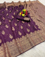 Engrossing Purple Soft Silk Saree With Confounding Blouse Piece