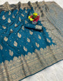 Delightful Rama Soft Silk Saree With Alluring Blouse Piece