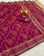 Epiphany Dark Pink Pashmina Saree With Energetic Blouse Piece