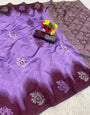 Sumptuous Lavender Soft Silk Saree With Opulent Blouse Piece