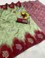Enchanting Pista Soft Silk Saree With Dulcet Blouse Piece