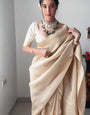 Precious 1-Minute Ready To Wear Beige Kanjivaram Silk Saree