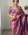 Classy 1-Minute Ready To Wear Purple Kanjivaram Silk Saree